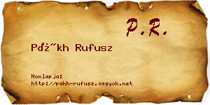 Pákh Rufusz névjegykártya